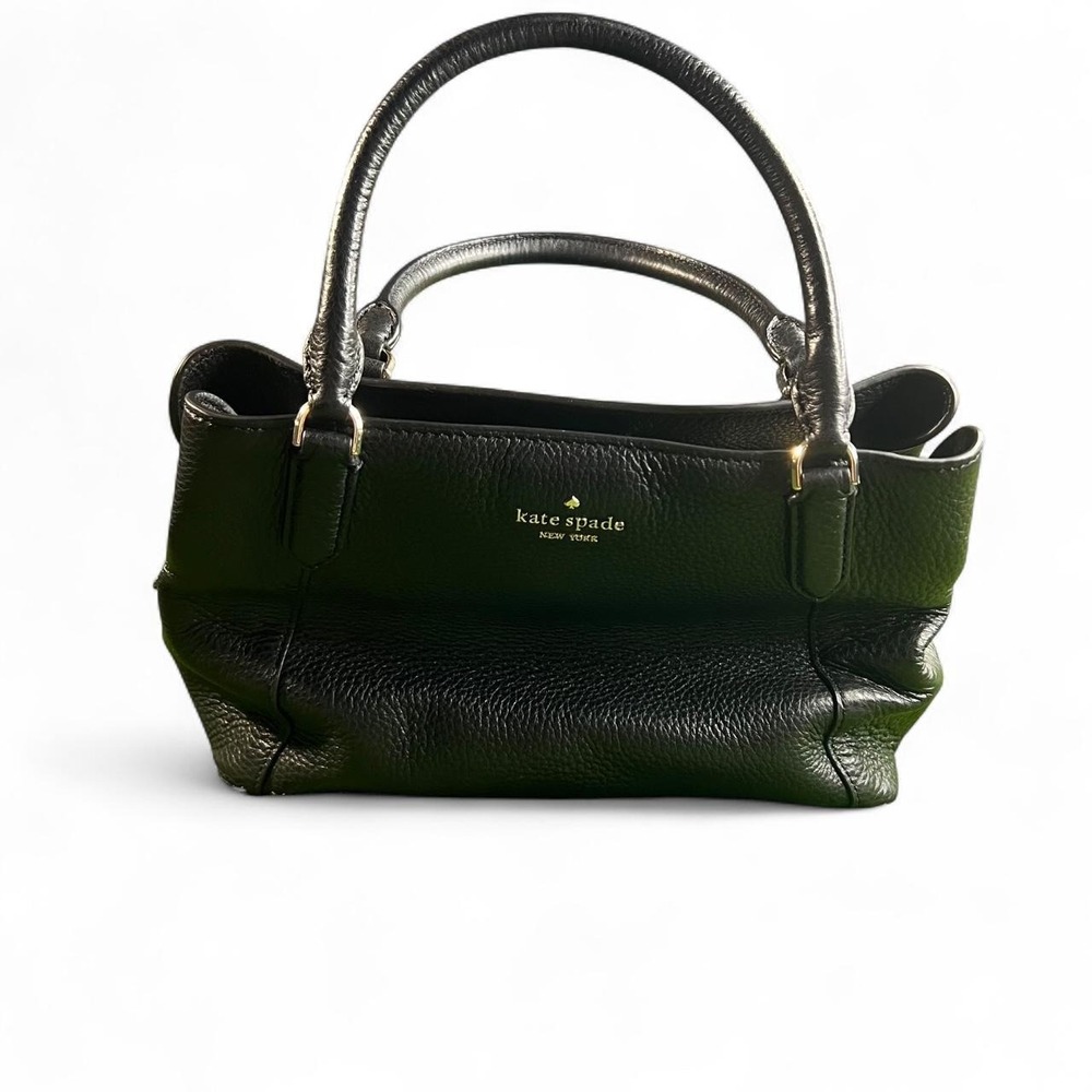 Kate Spade New York Black Pebbled Leather Satchel Tote Shoulder Purse Handbag